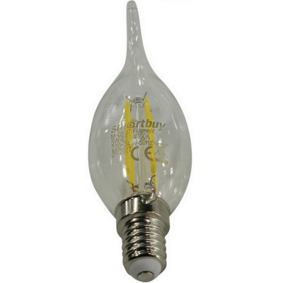 Лампа светодиодная Е14 5Вт 4000К FIL свеча на ветру C37 (10/100) Smartbuy