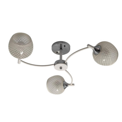 Люстра 3 плафона 62*31 см Е27 60Вт 12м2 плафон стекло хром белый Baizheng