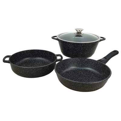 Набор посуды универсальный 4 пр 26 см стек крышка сьемная ручка Гранит Горница Набор посуды универсальный 4 пр 26 см стек крышка сьемная ручка Гранит Горница