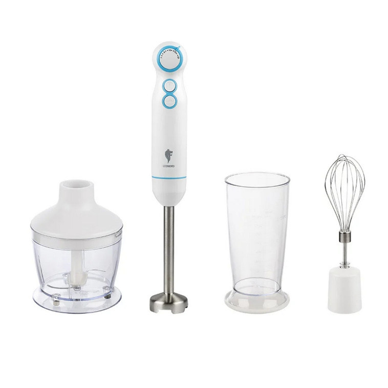 Блендерный набор 800Вт погруж часть нерж сталь чаш пласт 0,8 л 2 скор бел LE-1722 Leonord