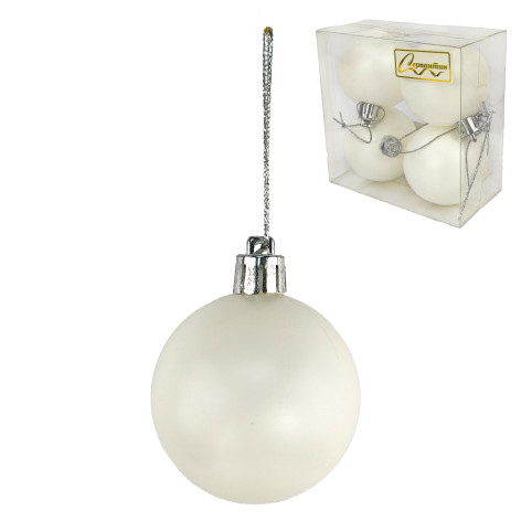 Набор пластиковых шаров d- 5 см 4 шт белый Матовый Серпантин