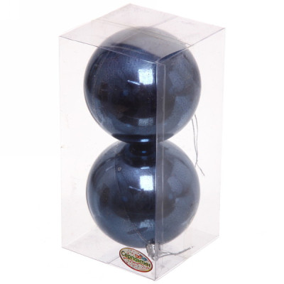 Набор пластиковых шаров d-10 см 2 шт сапфир Глянец Серпантин