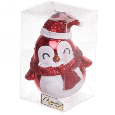 Украшение елочное пластик 12*7*12 см красный Милый пингвиненок Серпантин