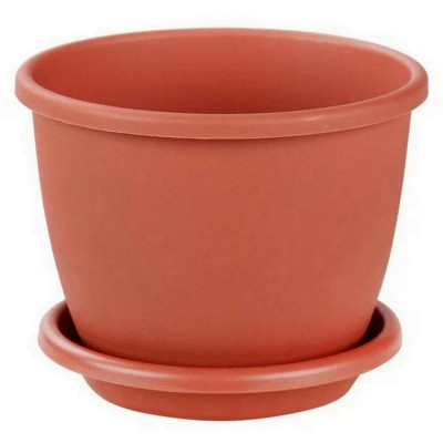 Горшок пластиковый  0,5 л поддон коричневый Афина Альтернатива