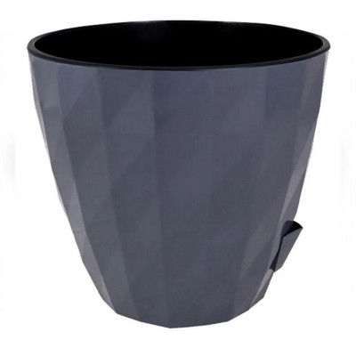 Кашпо пластиковое 3 л антрацит черная вставка Соло Ruby Bmc Кашпо пластиковое 3 л антрацит черная вставка Соло Ruby Bmc