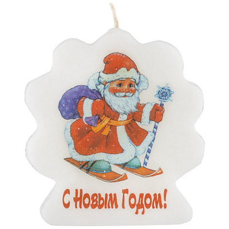 Свеча новогодняя 5,7х6,7 см барельеф Новогодняя елочка Волшебная страна