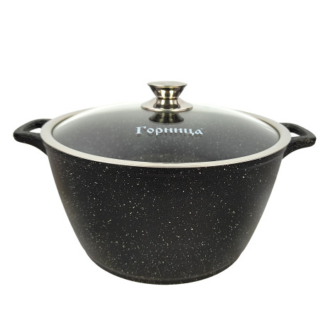 Кастрюля алюминиевая  5 л стекл крышка под упак Традиционная Гранит Горница