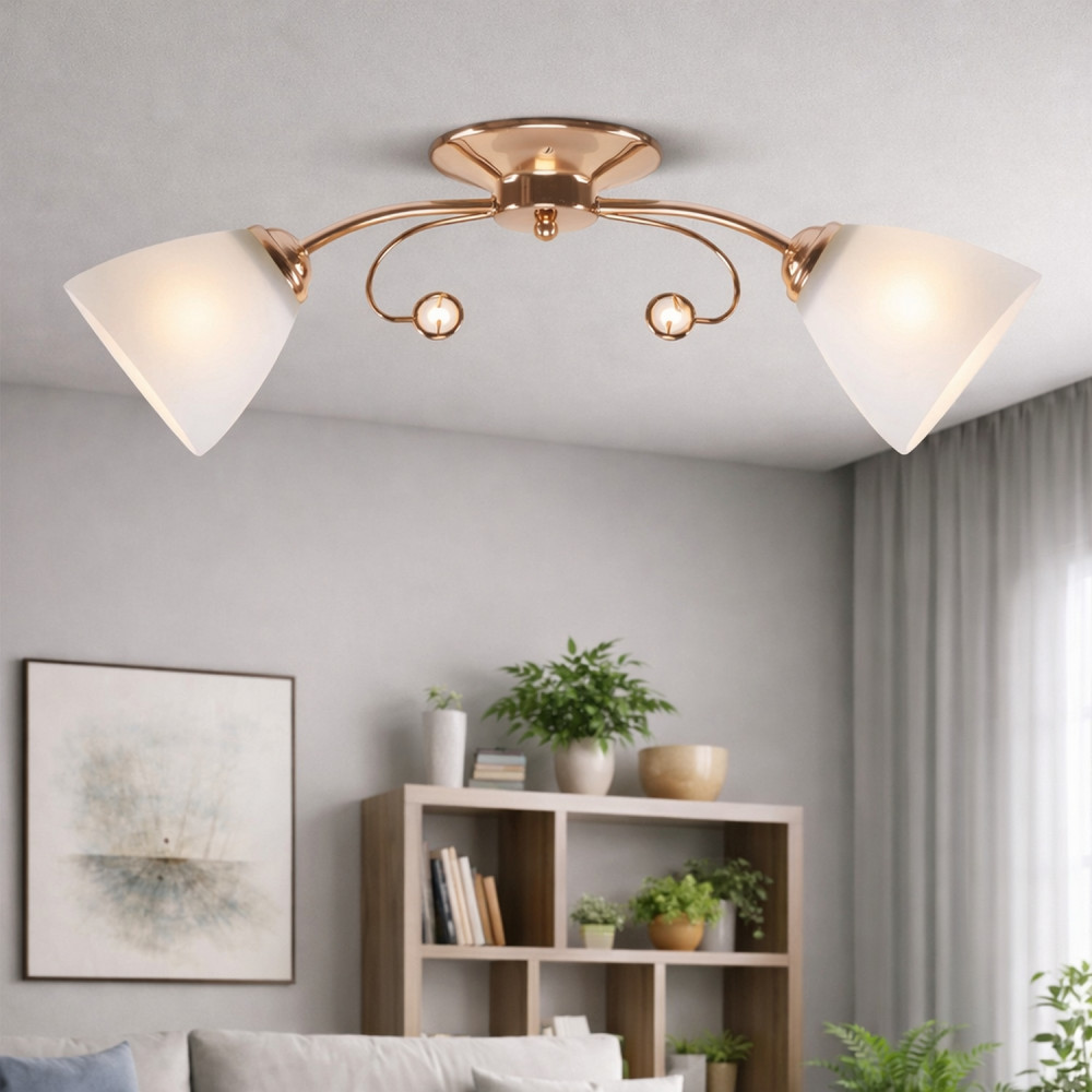 Люстра 2 плафона 60*15*20 см Е27 60Вт 9м2 плафон стекло бронза Baizheng