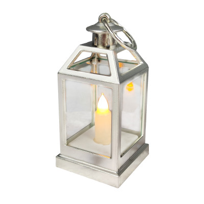 Сувенир новогодний светодиодный 6*12,5 см серебро Свеча