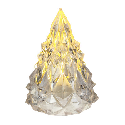 Сувенир новогодний светодиодный 5*6 см теплый белый Кристальная елочка