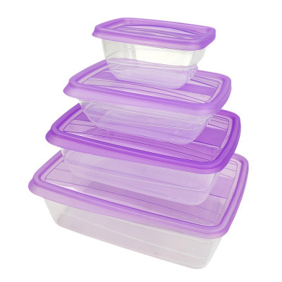 Набор пластиковых контейнеров 4 шт прямоуг лаванда 250 мл 500 мл 1000 мл 1750мл Fresco Виолет Набор пластиковых контейнеров 4 шт прямоуг лаванда 250 мл 500 мл 1000 мл 1750мл Fresco Виолет