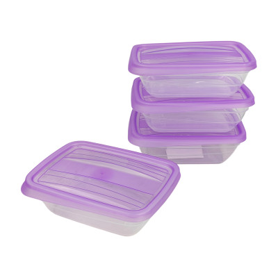 Набор пластиковых контейнеров 4 шт прямоуг лаванда 500 мл Fresco Виолет Набор пластиковых контейнеров 4 шт прямоуг лаванда 500 мл Fresco Виолет