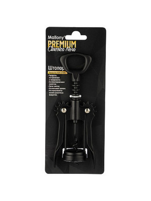 Штопор нержавеющая сталь 16,5х5,5х3,5 см ручка из non-stick черный Classico Nero Mallony Штопор нержавеющая сталь 16,5х5,5х3,5 см ручка из non-stick черный Classico Nero Mallony
