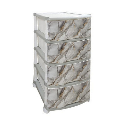 Комод пластиковый 3-х секционный 390х470х730 мм светло-серый Мрамор Violet Комод пластиковый 3-х секционный 390х470х730 мм светло-серый Мрамор Violet