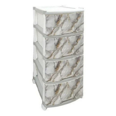 Комод пластиковый 4-х секционный 390х470х950 мм светло-серый Мрамор Violet Комод пластиковый 4-х секционный 390х470х950 мм светло-серый Мрамор Violet