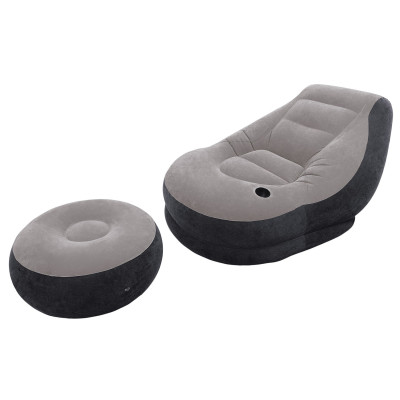 Кресло надувное 102*137*79 см пуфик 64*28 см Intex