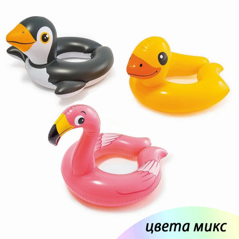 Круг для плавания 64 см от 3 лет микс Животные Intex