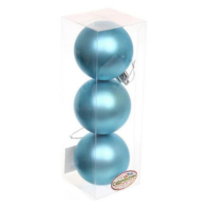 Набор пластиковых шаров d-6 см 3 шт голубой Матовый Серпантин