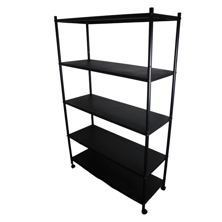 Стелаж металлический 4-х ярусный 100х40х152 cm на колесах черный Baizheng