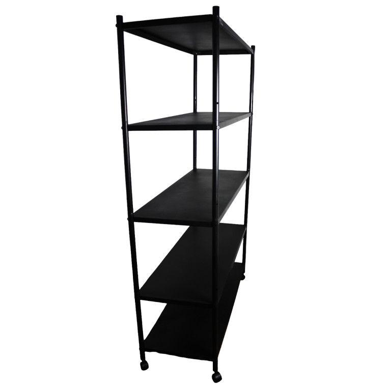 Фото Стелаж металлический 4-х ярусный 100х40х152 cm на колесах черный Baizheng