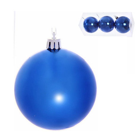 Набор пластиковых шаров d-8 см 3 шт синий Глянец Серпантин