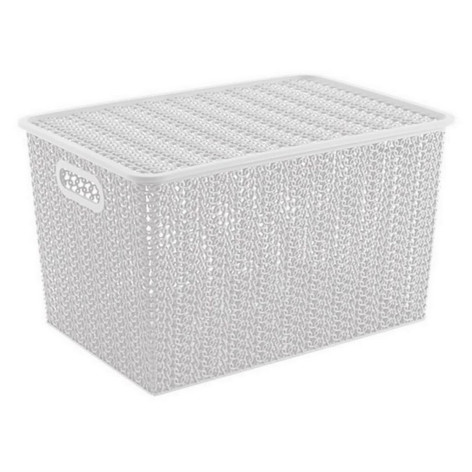 Корзина пластиковая 14 л 350х245х205 мм с крышкой белый Вязь Violet