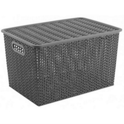 Корзина пластиковая 14 л 350х245х205 мм с крышкой серый Вязь Violet