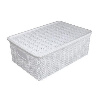 Корзина пластиковая 3 л 235х173х105 мм с крышкой белый Вязь Violet