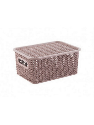 Корзина пластиковая 3 л 235х173х105 мм с крышкой розовый нюд Вязь Violet