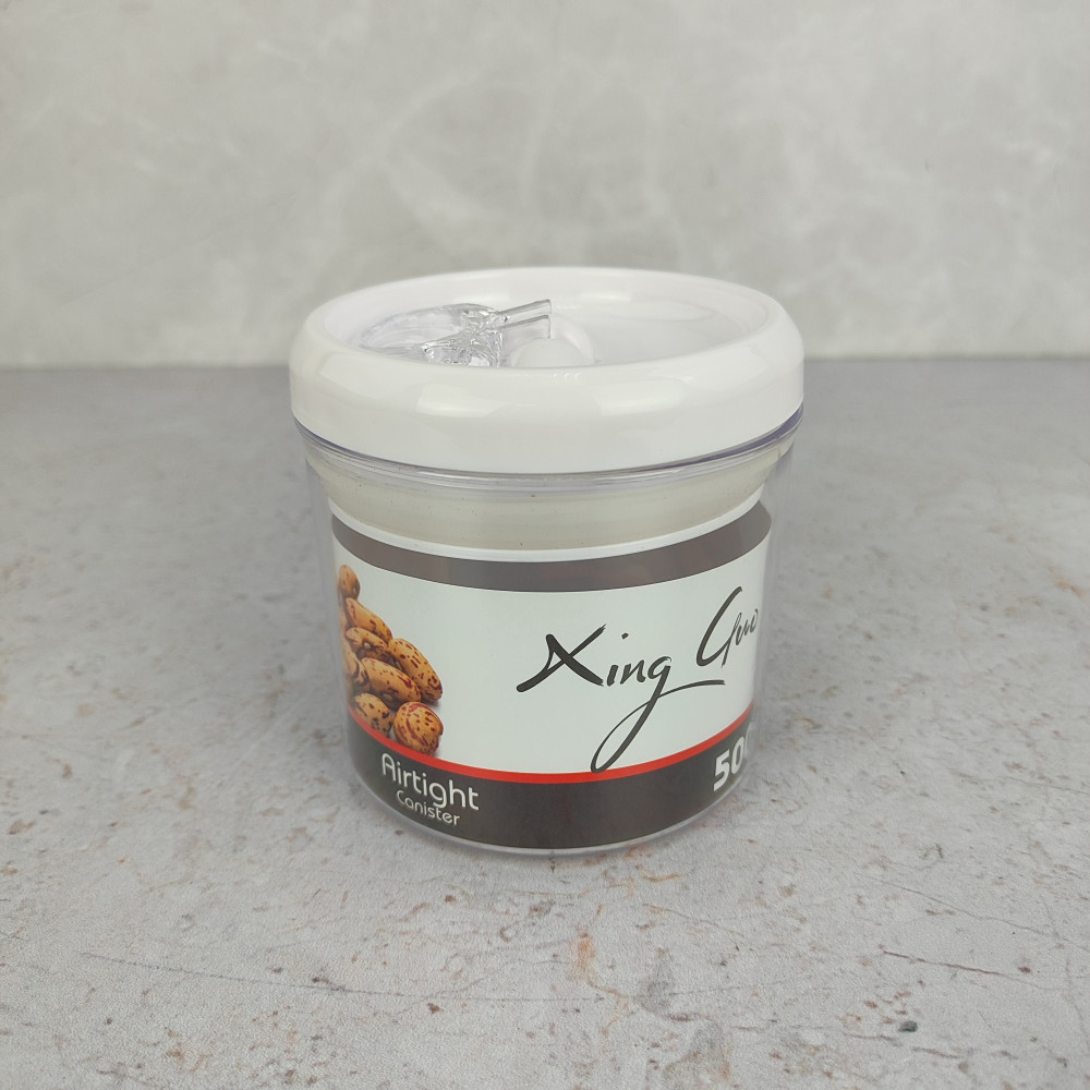 Банка пластиковая для сыпучих продуктов  0,5 л вакуум крышка прозрачный Baizheng