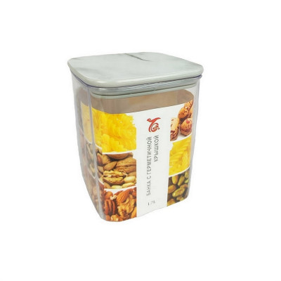 Банка пластиковая для сыпучих продуктов  1,7 л 13х13х16,5 см герметичная крышка прозрач Baizheng