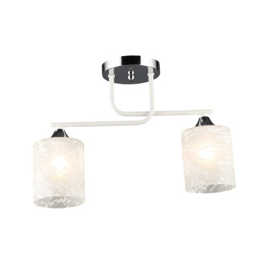 Люстра Baizheng 2 плафона, 60Вт, 9м2, белая-хром 39*12*28см