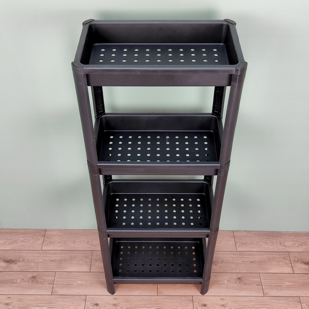 Этажерка пластиковая широкая 4-х ярусная белый 390х234х1007  Vikea Violet