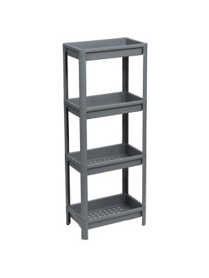 Этажерка пластиковая широкая 4-х ярусная серый 390х234х1007 Vikea Violet Этажерка пластиковая широкая 4-х ярусная серый 390х234х1007 Vikea Violet