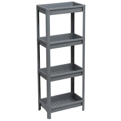 Этажерка пластиковая широкая 4-х ярусная серый 390х234х1007  Vikea Violet