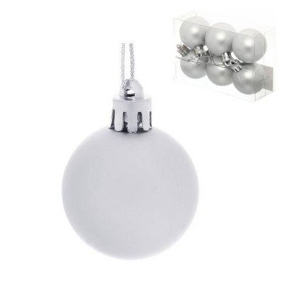 Набор пластиковых шаров d-4 см 6 шт серебро Матовый Серпантин
