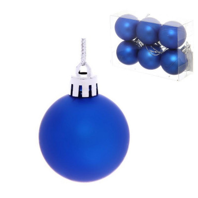 Набор пластиковых шаров d-4 см 6 шт синий Матовый Серпантин