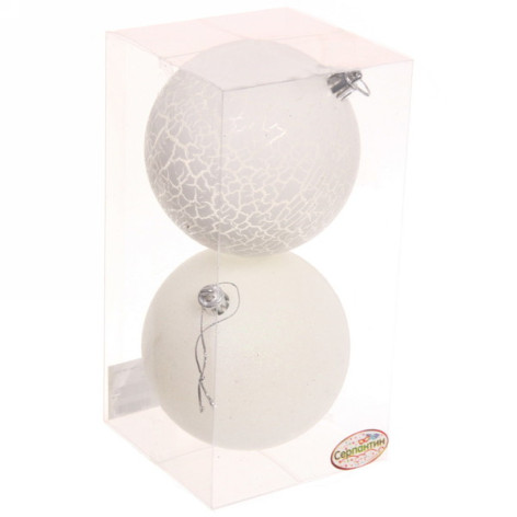 Набор пластиковых шаров d-10 см 2 шт белый рельеф Микс фактур Серпантин