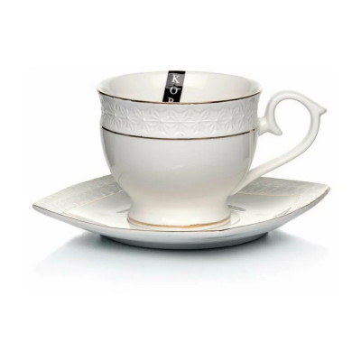 Набор керамический  2 пр 280 мл чайный бело-золотой Снежная королева круг Коралл