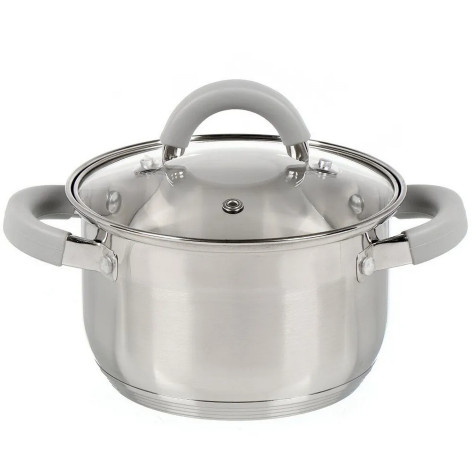 Кастрюля нержавеющая сталь  3,9 л 20 см стекл крышка силикон ручка индукция Felicità Mallony