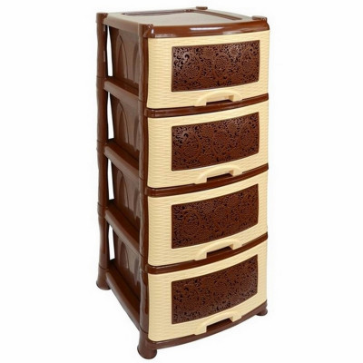 Комод пластиковый 4-х секционный 390*470*750 мм коричневый Ажур Виолет Комод пластиковый 4-х секционный 390*470*750 мм коричневый Ажур Виолет