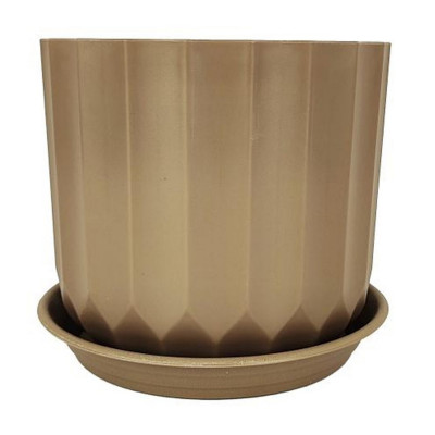 Горшок пластиковый 0,55 л 10*8,9*9 см с поддоном коричневый Baizheng