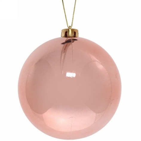 Шар пластиковый d-15 см розовое золото Глянец Серпантин