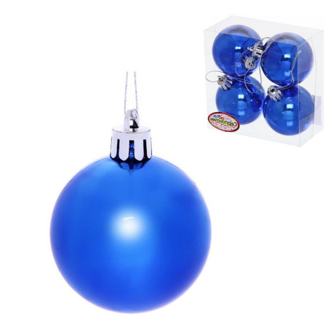 Набор пластиковых шаров d-5 см 4 шт синий Глянец Серпантин