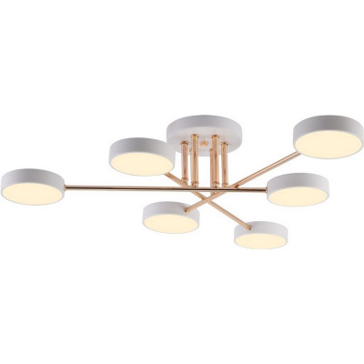 Люстра светодиодная 6 плафонов 78*15см 72Вт 3240LM 32м2 3 цвета металл белый золото Baizheng