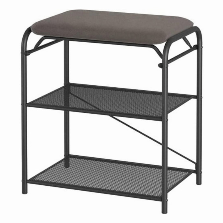 Подставка металлическая для обуви 3-х ярусная 45х30х50 см сиденье ящик черный Гранада 13В ЗМИ