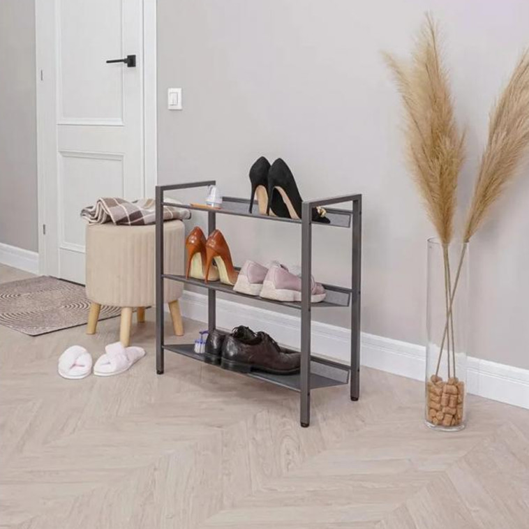 Фото Подставка металлическая для обуви 3-х ярусная 67х27х61 см черный Торонто 23 ЗМИ