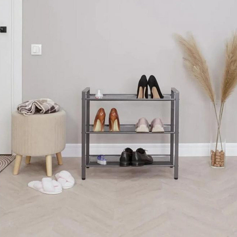 Изображение Подставка металлическая для обуви 3-х ярусная 67х27х61 см черный Торонто 23 ЗМИ