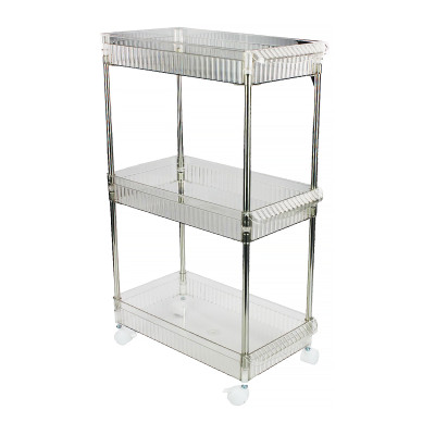 Этажерка пластиковая 3-х ярусная 38,5х20,5х60 см на колесах прозрачный Baizheng
