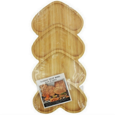 Менажница бамбуковая 350х170х17 мм 4-х секционная Сердца Коралл Менажница бамбуковая 350х170х17 мм 4-х секционная Сердца Коралл